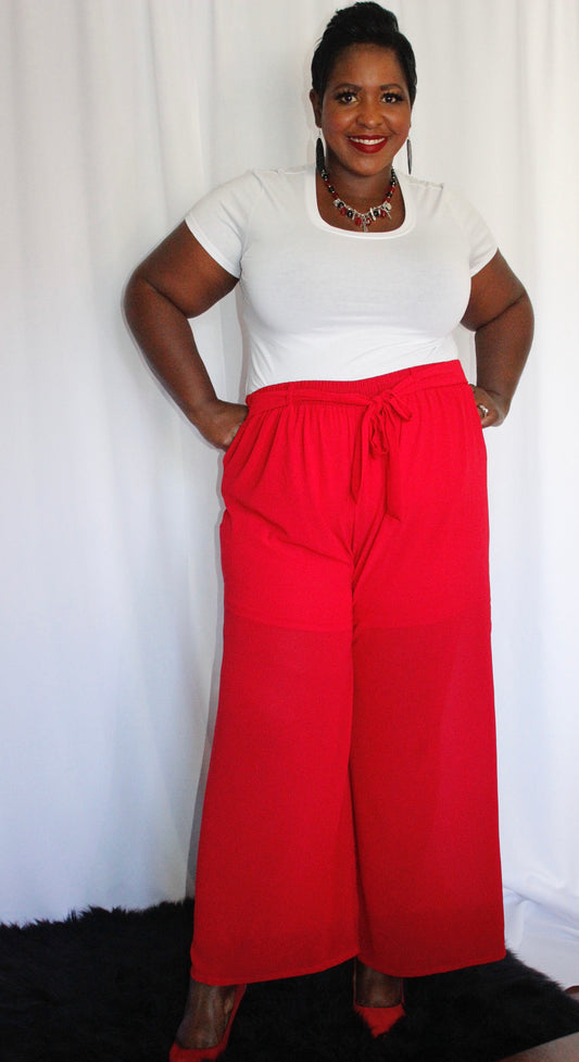 Wide leg pants with tie front